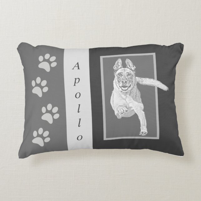 Magnifique Coussin d'Accent Malinois Belge (Devant)