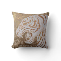 Magnifique Coussin de Jet Baroque au Tigre Blanc –