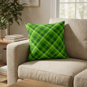 Magnifique Coussin de Jet en Carreaux Verts