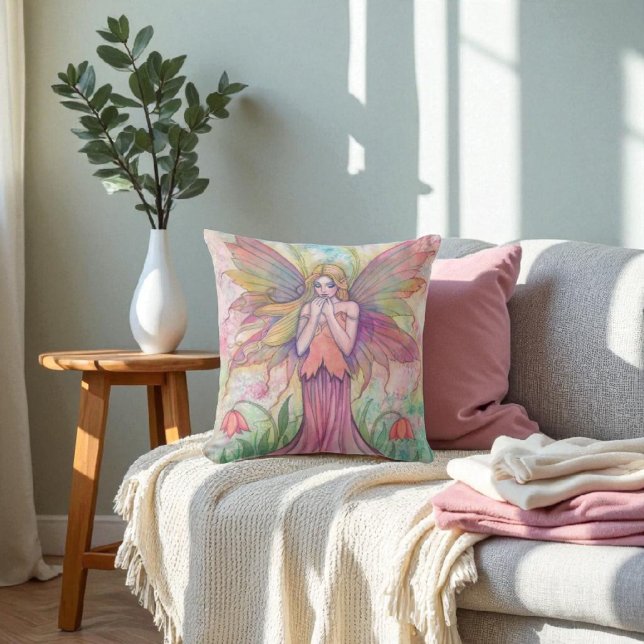 Magnifique Coussin de Jet Faerie Fée Fleur (Créateur téléchargé)