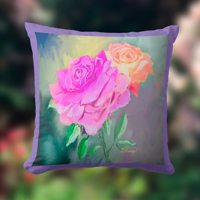 Magnifique Coussin de Jeté de Peinture d'Anniversa (Créateur téléchargé)