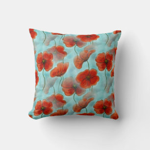 Magnifique Coussin de Jeté Floral Rouge
