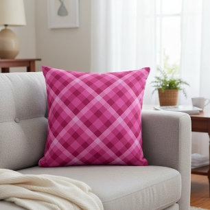 Magnifique Coussin Décoratif à Carreaux Rose Magen