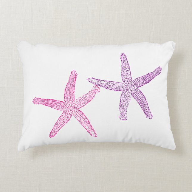 Magnifique coussin d'étoiles de mer rose et violet (Devant)