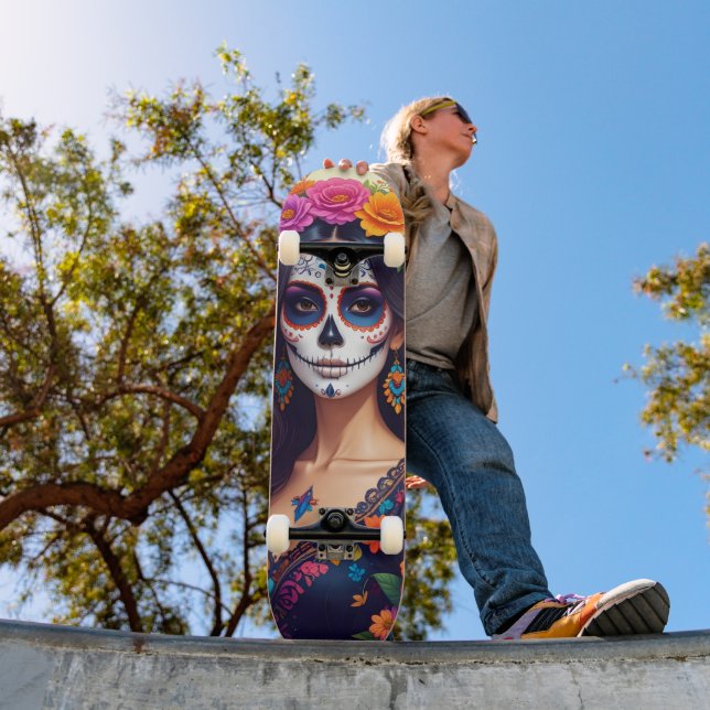 Magnifique Crâne en Sucre Skateboard (Extérieur 1)