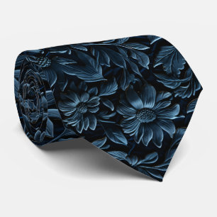 Magnifique cravate en faux cuir bleu marine travai