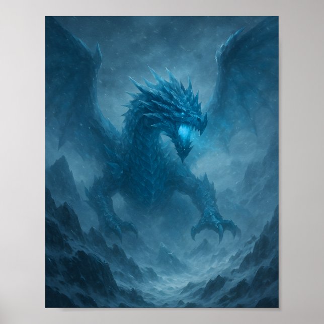Magnifique dragon de glace dans un poster de fanta (Devant)