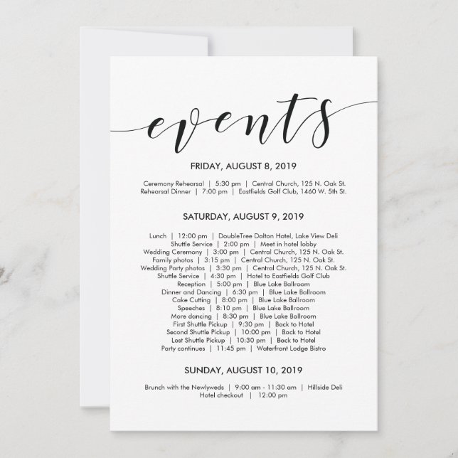 Magnifique Elégant Calendrier De Mariage/ Carte It (Devant)