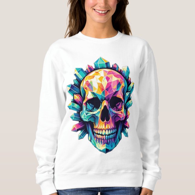 Magnifique et coloré Cristal Sweatshirt crâne (Devant)
