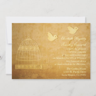 Magnifique Faire-part de mariage Golden Birdcage