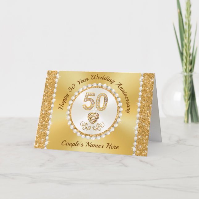 Magnifique Golden Happy, 50 Anniversaire Cartes (Devant)