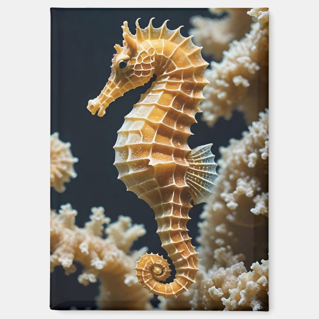 Magnifique Hippocampe Et Corail Magnet (Recto)