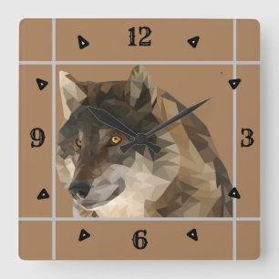 Magnifique Horloge De Loup Basse Poly
