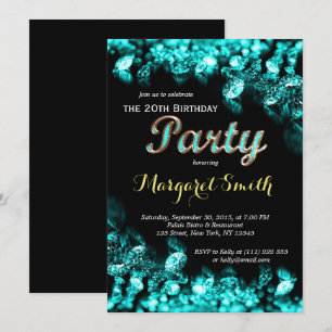 Magnifique Invitation d'anniversaire Turquoise Dia