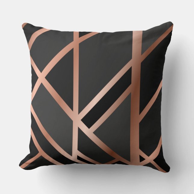 Magnifique Marbre Noir/Or Coussin réversible (Recto)