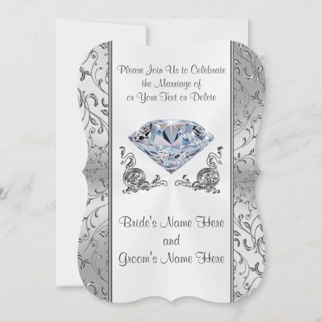 Magnifique Mariage Diamant Invitations Votre Texte (Devant)