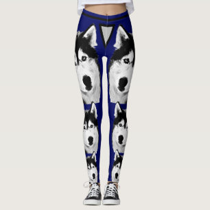 Magnifique Marine Bleu Sibérie Husky Chien Legging