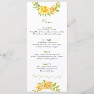 Magnifique Menu Floral Jaune