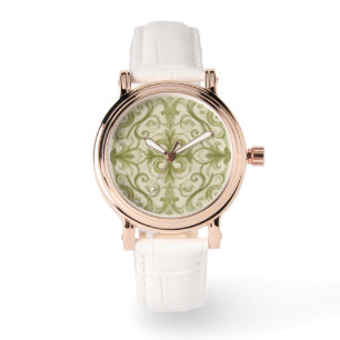 Magnifique Montre Femme à Motif Mosaïque Vert Clas