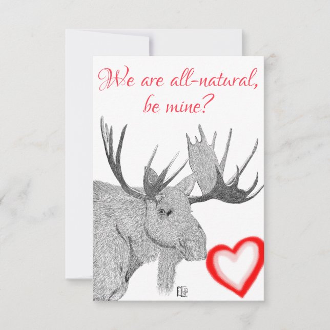 Magnifique Moose Typographie Carte Saint Valentin (Devant)