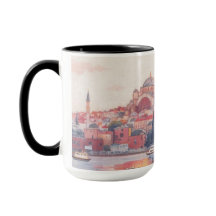 Magnifique Mosquée et Tasse à Café sur le Paysage 