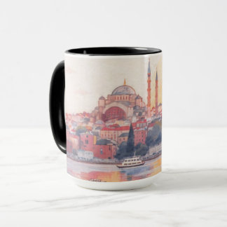 Magnifique Mosquée et Tasse à Café sur le Paysage 