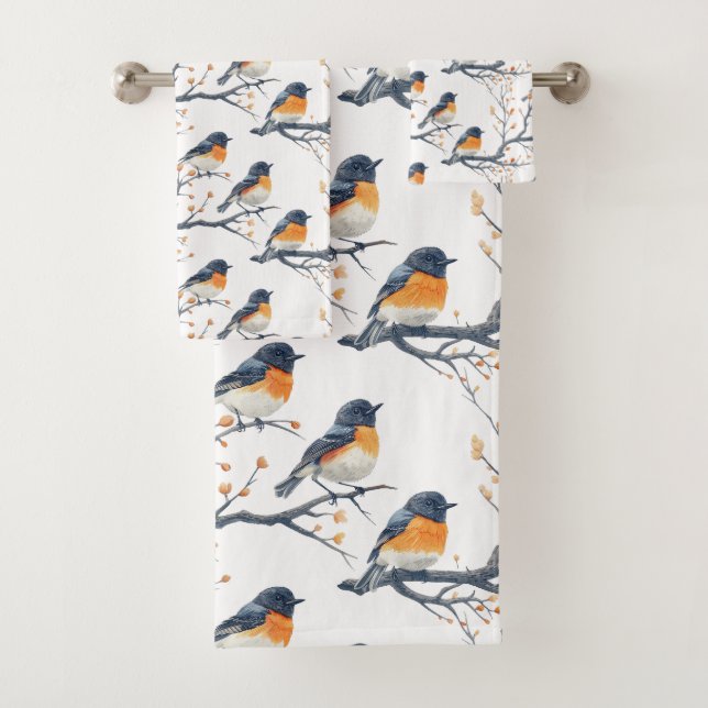 Magnifique motif d'oiseau sur fond blanc (En situation)
