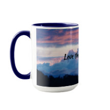 Magnifique mug à café Coucher de soleil Bleu rose 