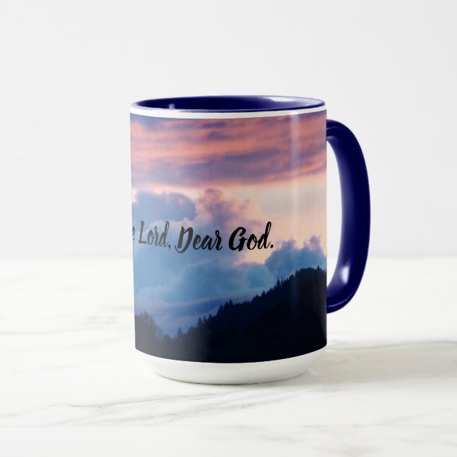 Magnifique mug à café Coucher de soleil Bleu rose  (Devant droit)