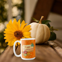 Magnifique mug Bonne Action de grâce avec décorati