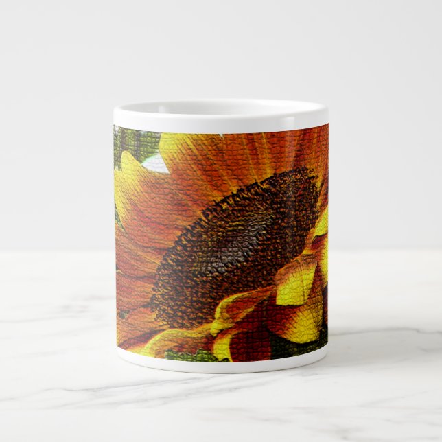 Magnifique mug géant tournesol jaune et orange (Devant)