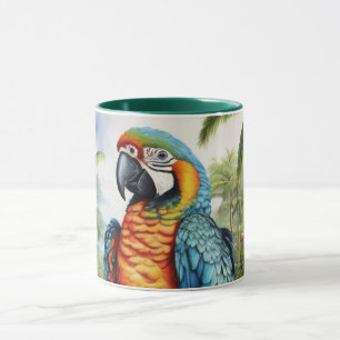 Magnifique mug perroquet Macaw avec monogramme per