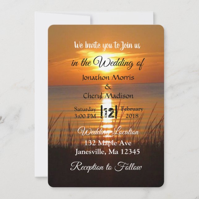 Magnifique Orange Sunset Wedset Invitations (Devant)