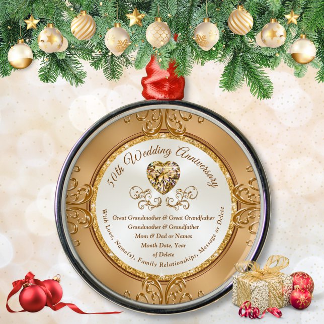 Magnifique ornement du 50e anniversaire, grands-pa (50th Wedding Anniversary ornament. Inexpensive 50th wedding anniversary gift for grandparents. 50 yr)
