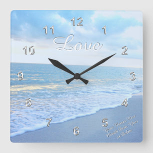 Magnifique plage Love Wall Horloge avec votre text