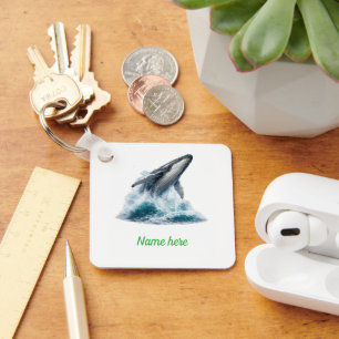 Magnifique porte-clés baleine à bosse personnalisé