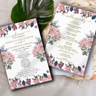 Magnifique Programme de Mariage Botanique Élégant 