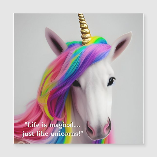 Magnifique Rainbow Hair Unicorn Citation Carte mag (Devant)