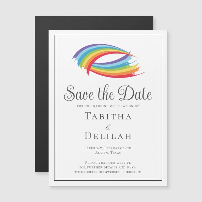 Magnifique Rainbow Waves Save the Date Magnet Card (Devant / Derrière)