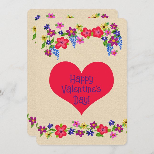 Magnifique Saint Valentin Coeurs et fleurs (Devant / Derrière)