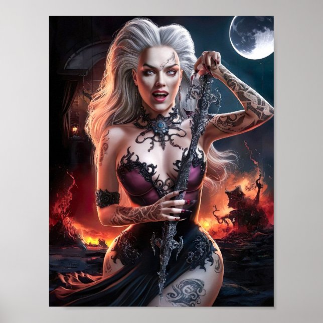 Magnifique Sexy Lady Vampire sorcière Poster Art (Devant)
