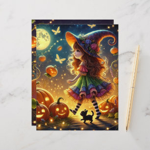 Magnifique Sorcière Whimsical Halloween Citrouille