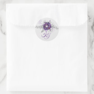 Magnifique Stickers Mariage Floral Gris Violet