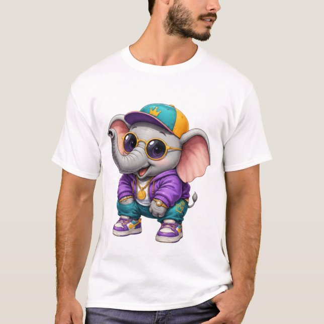 Magnifique T-shirt avec bébé éléphant  (Devant)