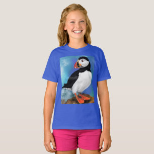Magnifique T-Shirt avec Peinture d'Oiseau Macareux