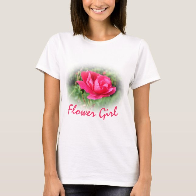 Magnifique T-shirt de fille aux roses roses (Devant)