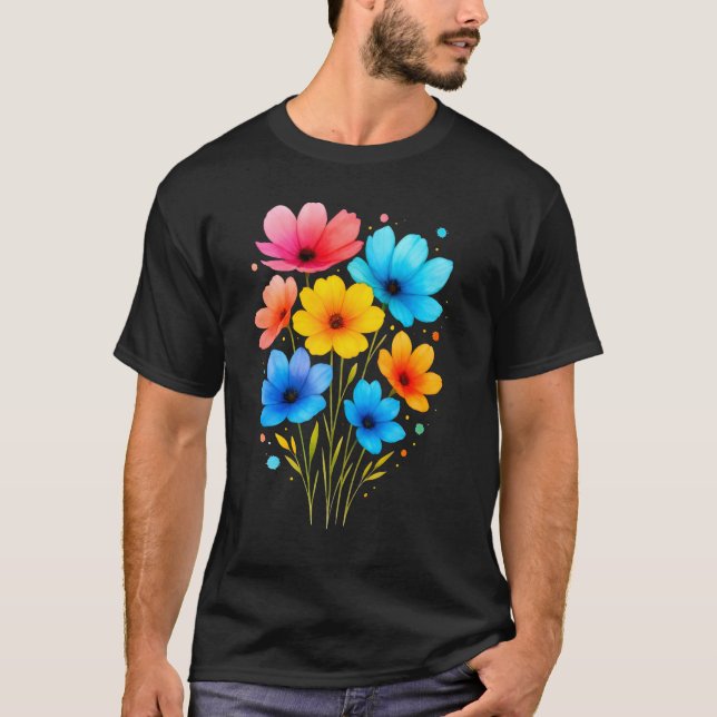 Magnifique T-Shirt Fleur Florale (Devant)