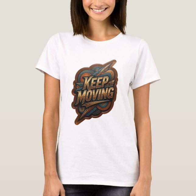 Magnifique T-shirt graphique KEEP MOVING en Or (Devant)