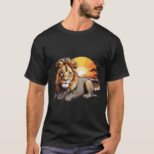 Magnifique T-Shirt Graphique Lion Africain Coucher