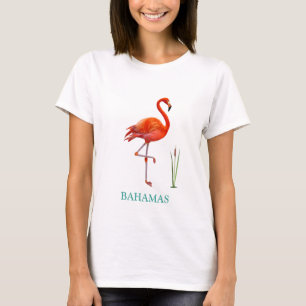 Magnifique T-Shirt Oiseau Flamant Rose et Plante d